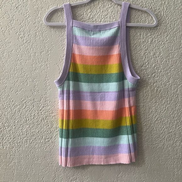 27 Miles Malibu Sherbet Pastel Stripe Multicolor Brielle Knit Tank Size L NWT - Picture 3 of 6